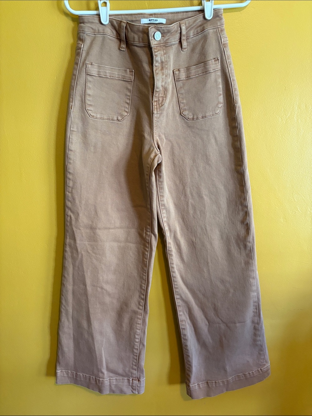 Bayeas Beige Wide-Leg Cotton Pants